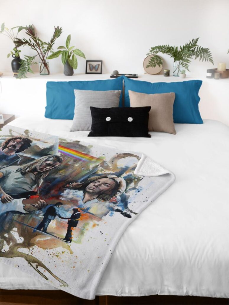 Pink Floyd OilPaint Artwork Limited Edition Velveteen Plush Blanket Pink Floyd OilPaint Artwork Limited Edition Velveteen Plush Blanket