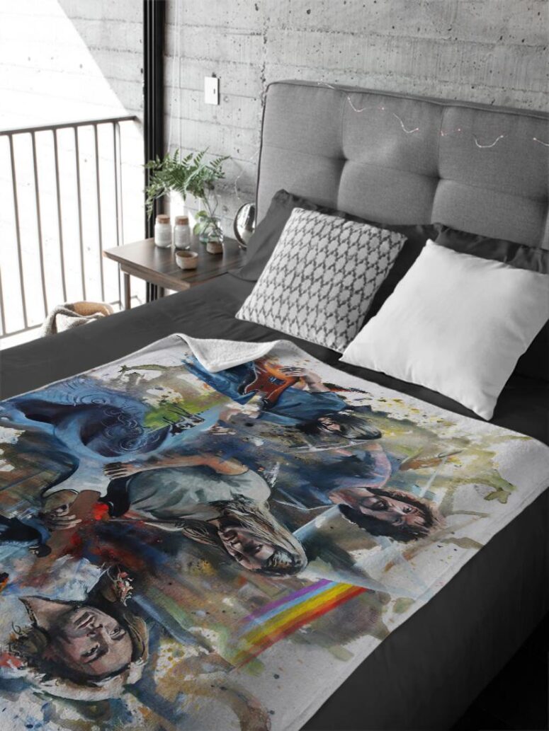 Pink Floyd OilPaint Artwork Limited Edition Velveteen Plush Blanket Pink Floyd OilPaint Artwork Limited Edition Velveteen Plush Blanket