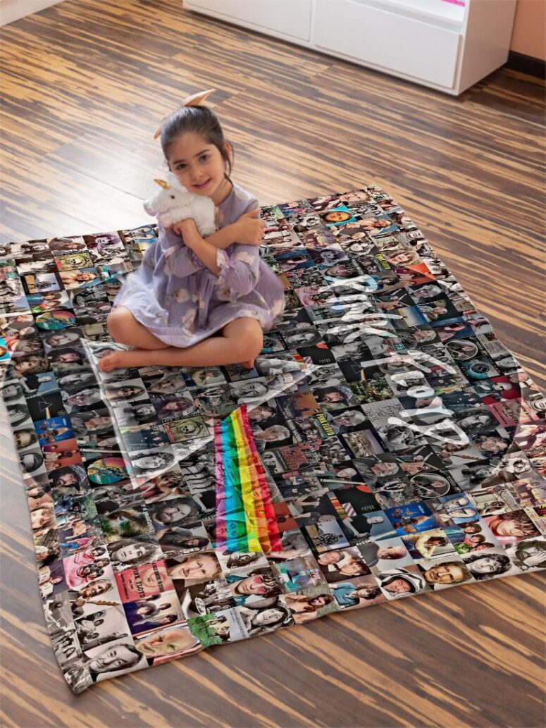 Pink Floyd Photo Mosaic Print Art of All Things Velveteen Plush Blanket
