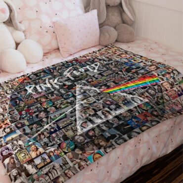 Pink Floyd Photo Mosaic Print Art of All Things Velveteen Plush Blanket