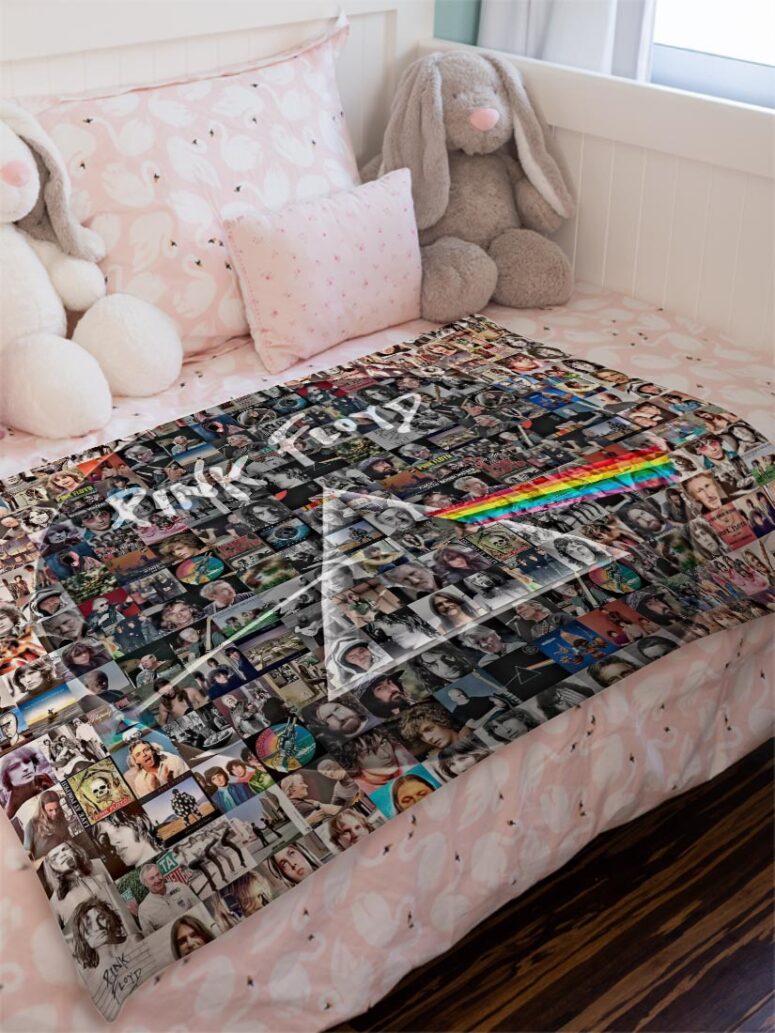 Pink Floyd Photo Mosaic Print Art of All Things Velveteen Plush Blanket