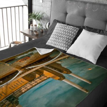 Flying Pig at Battersea Power Station Pink Floyd Velveteen Plush Blanket