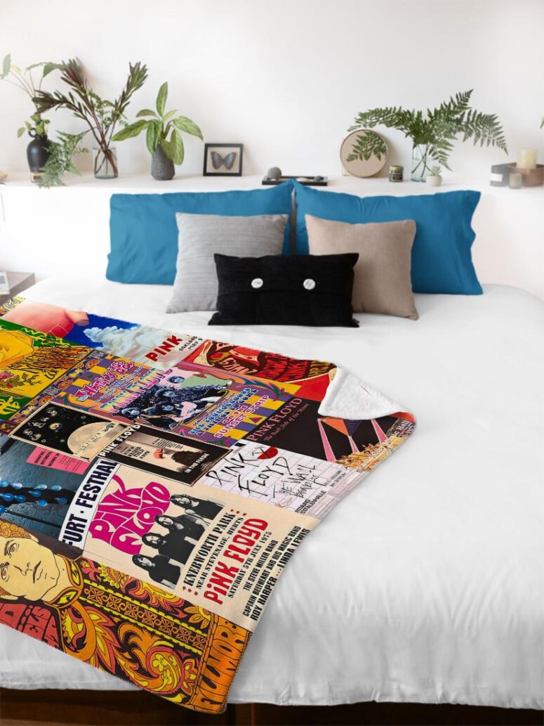 Pink Floyd Vintage Rock Concert Velveteen Plush Blanket Pink Floyd Vintage Rock Concert Velveteen Plush Blanket