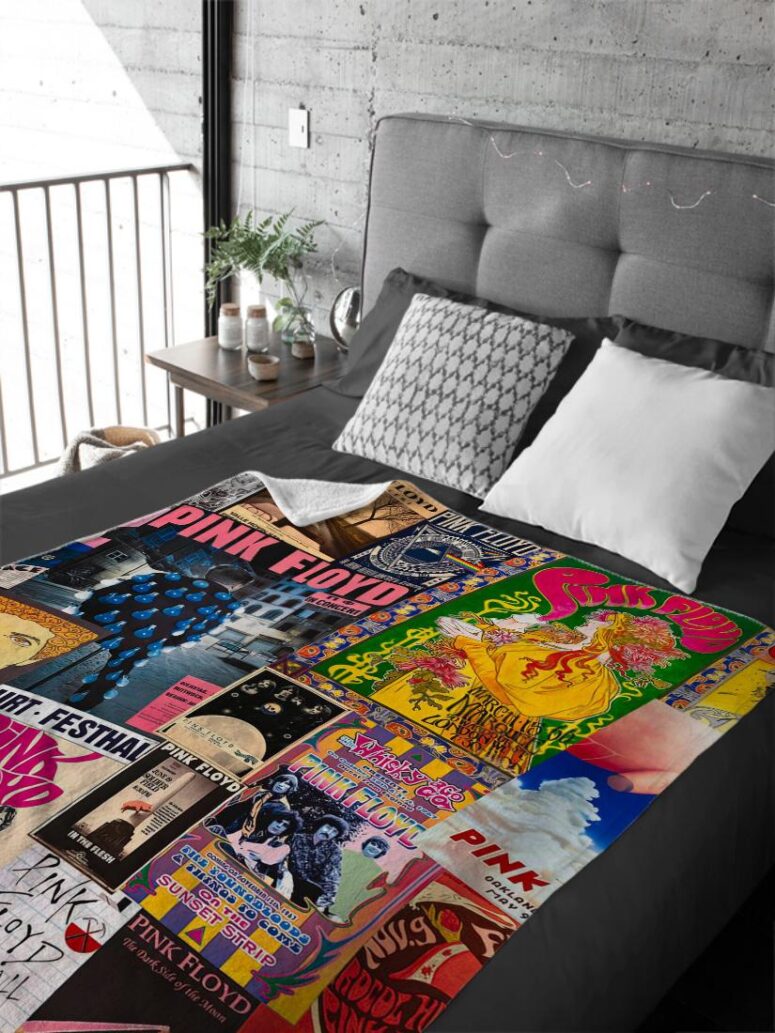 Pink Floyd Vintage Rock Concert Velveteen Plush Blanket Pink Floyd Vintage Rock Concert Velveteen Plush Blanket