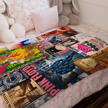 Pink Floyd Vintage Rock Concert Velveteen Plush Blanket