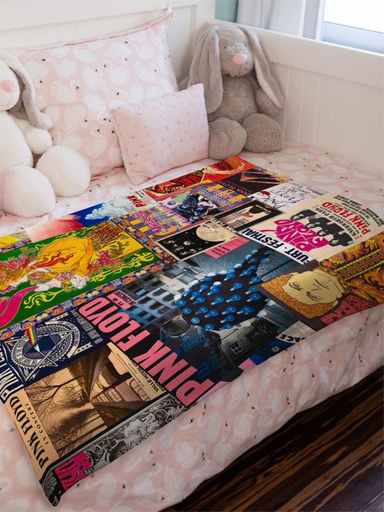 Pink Floyd Vintage Rock Concert Velveteen Plush Blanket Pink Floyd Vintage Rock Concert Velveteen Plush Blanket