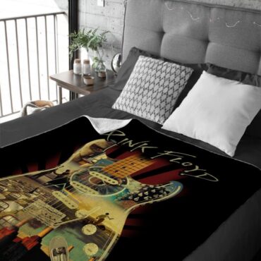 Pink Floyd and Guitar Art Velveteen Plush Blanket