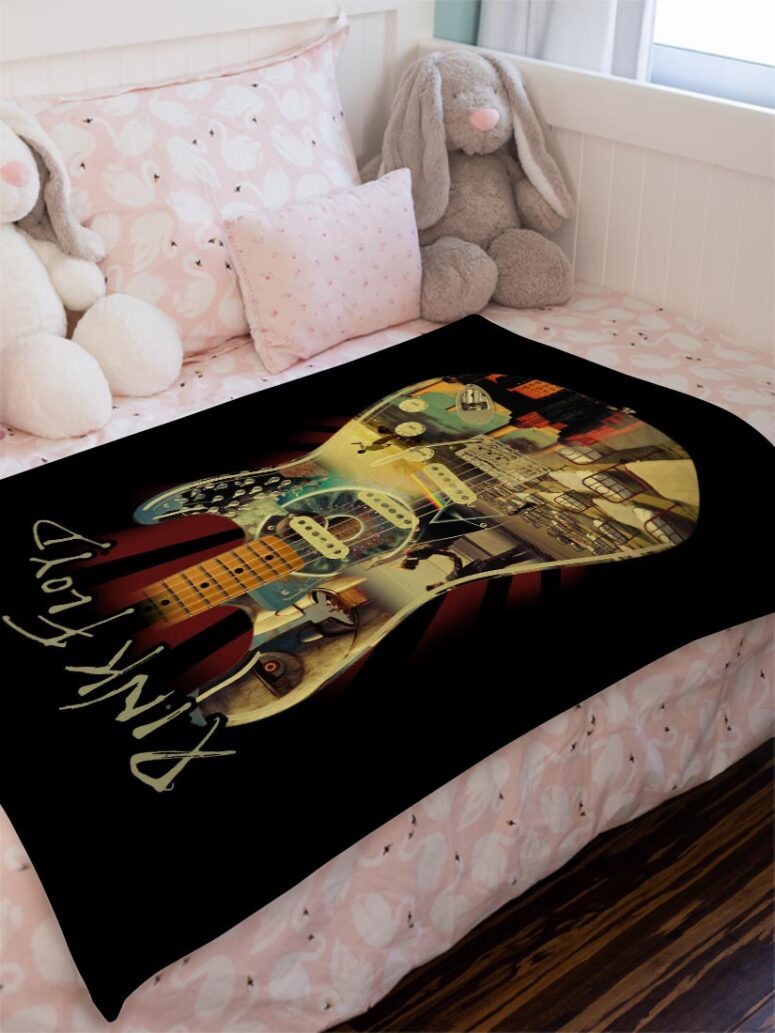Pink Floyd and Guitar Art Velveteen Plush Blanket Pink Floyd and Guitar Art Velveteen Plush Blanket