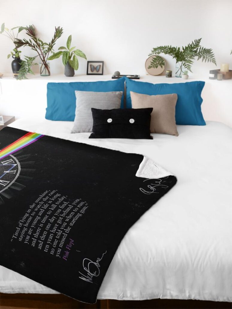 Pink Floyd quote Time Art Pre Signed Velveteen Plush Blanket Pink Floyd quote Time Art Pre Signed Velveteen Plush Blanket