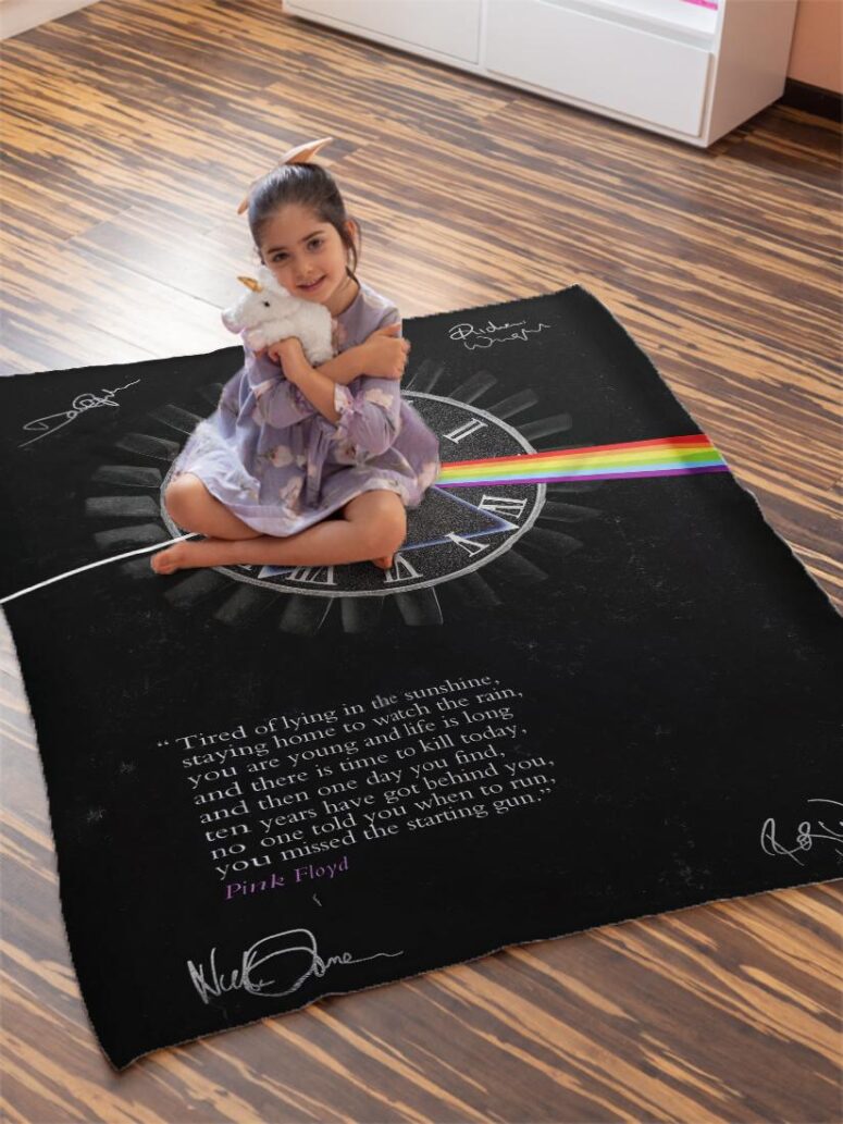 Pink Floyd quote Time Art Pre Signed Velveteen Plush Blanket Pink Floyd quote Time Art Pre Signed Velveteen Plush Blanket