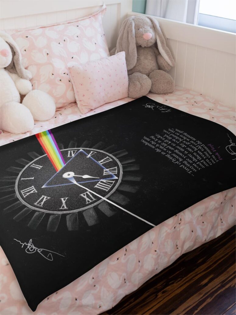 Pink Floyd quote Time Art Pre Signed Velveteen Plush Blanket Pink Floyd quote Time Art Pre Signed Velveteen Plush Blanket