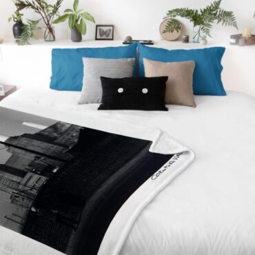Pink Pig Over Battersea 3 Black and White Sign Pink Floyd Velveteen Plush Blanket