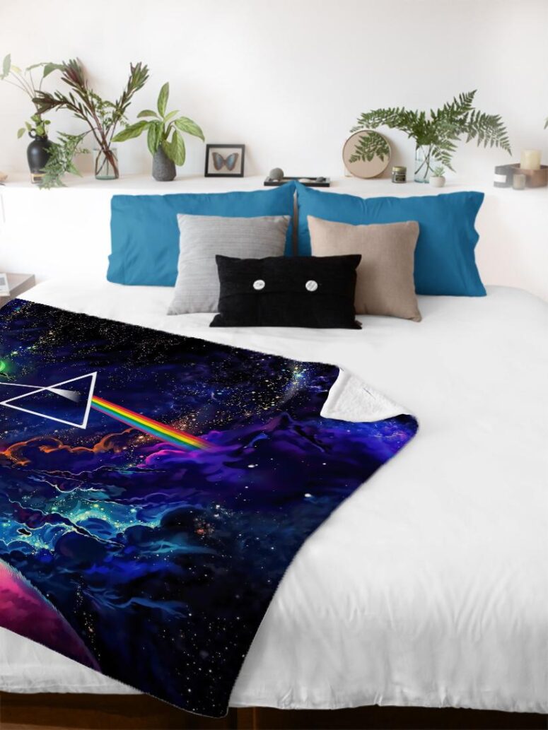 Rick and Morty The Dark Side Of The Moon Pink Floyd Velveteen Plush Blanket
