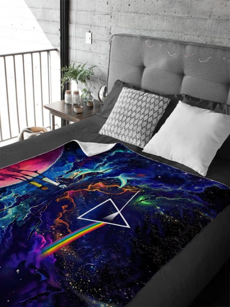 Rick and Morty The Dark Side Of The Moon Pink Floyd Velveteen Plush Blanket