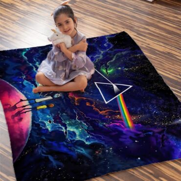 Rick and Morty The Dark Side Of The Moon Pink Floyd Velveteen Plush Blanket