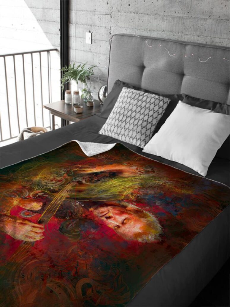 Roger Waters Digital Painting Pink Floyd Velveteen Plush Blanket