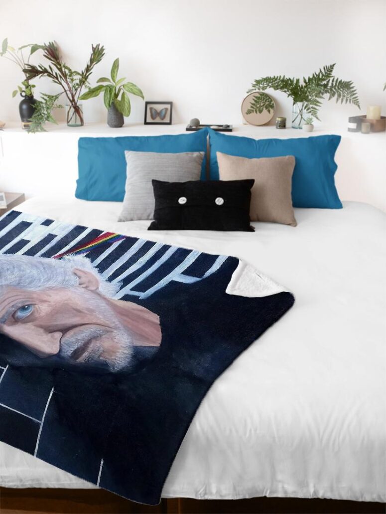 Roger Waters Portrait Painting Pink Floyd Velveteen Plush Blanket Roger Waters Portrait Painting Pink Floyd Velveteen Plush Blanket
