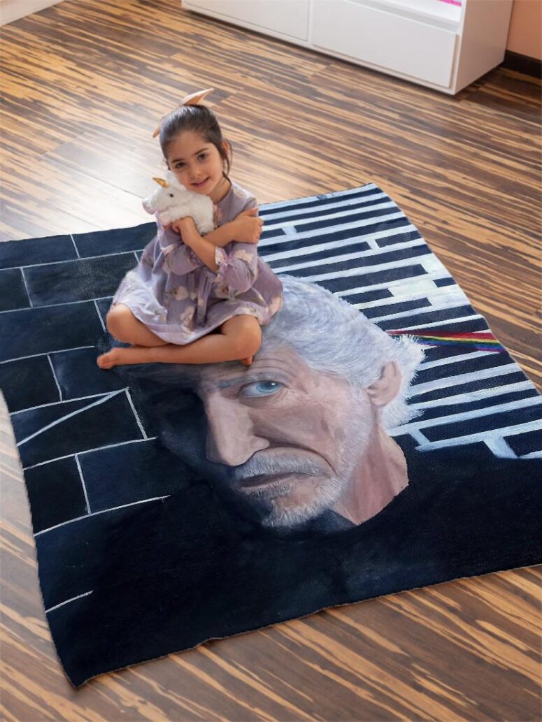 Roger Waters Portrait Painting Pink Floyd Velveteen Plush Blanket Roger Waters Portrait Painting Pink Floyd Velveteen Plush Blanket