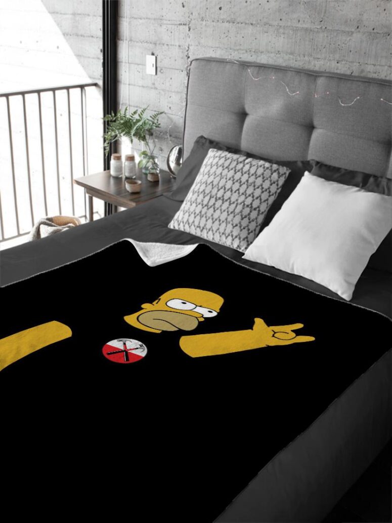 Simpson x The Wall Pink Floyd Velveteen Plush Blanket