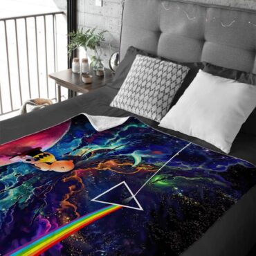 Snoopy and Charlie Brown Dark Side Of The Moon Pink Floyd Velveteen Plush Blanket
