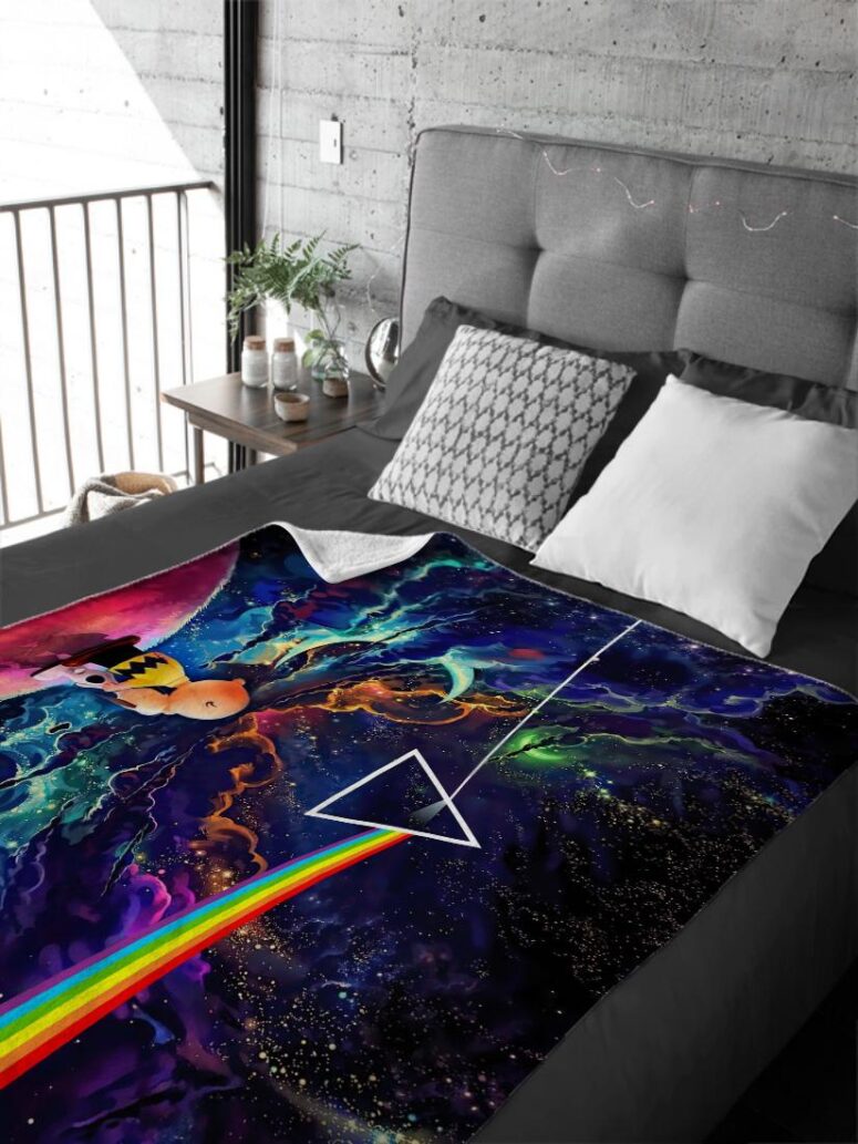 Snoopy and Charlie Brown Dark Side Of The Moon Pink Floyd Velveteen Plush Blanket