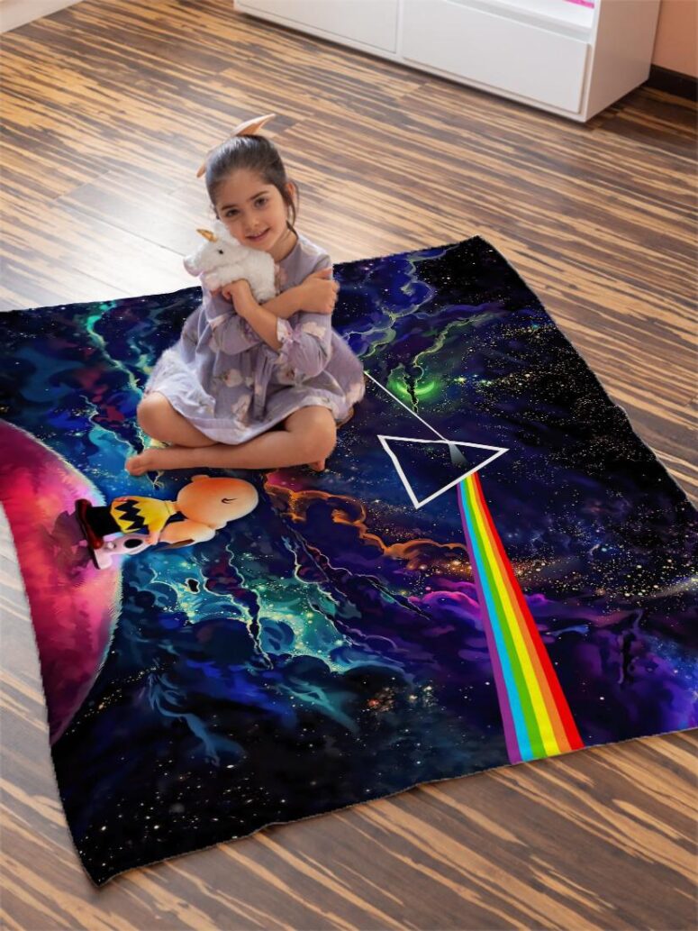 Snoopy and Charlie Brown Dark Side Of The Moon Pink Floyd Velveteen Plush Blanket
