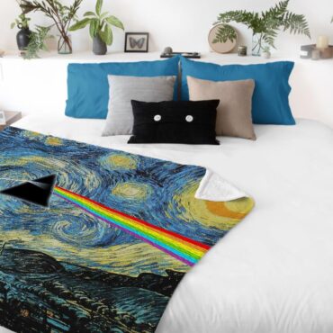 Starry Night Dark Side Of The Moon Van Gogh Pink Floyd Velveteen Plush Blanket