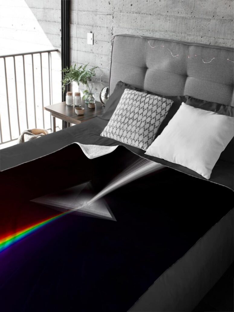 The Dark Side of The Moon Digital Painting Pink Floyd Velveteen Plush Blanket