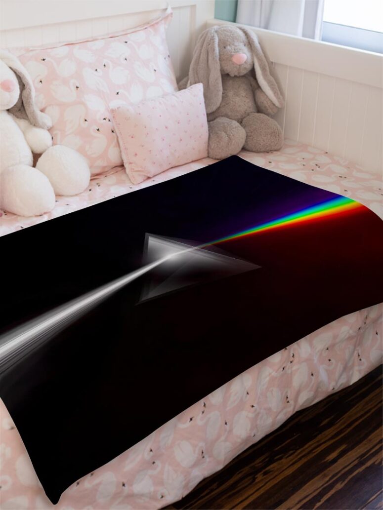 The Dark Side of The Moon Digital Painting Pink Floyd Velveteen Plush Blanket