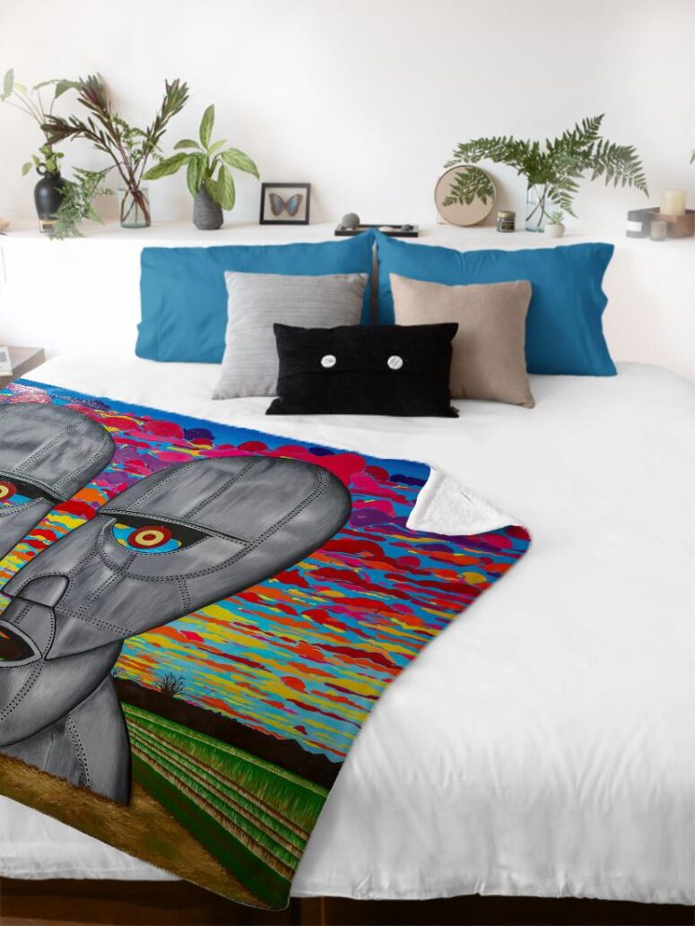 The Division Bell Painting Art Pink Floyd Velveteen Plush Blanket The Division Bell Painting Art Pink Floyd Velveteen Plush Blanket