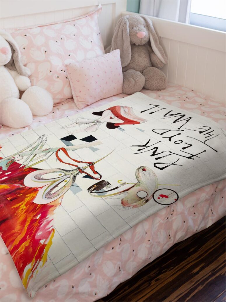 The Wall 1980 Columbia Records Pink Floyd Velveteen Plush Blanket The Wall 1980 Columbia Records Pink Floyd Velveteen Plush Blanket