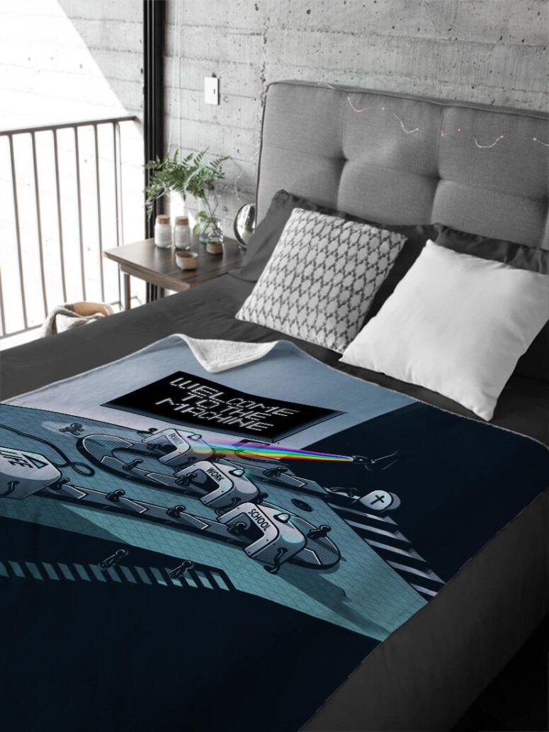 Welcome To The Machine Pink Floyd Velveteen Plush Blanket Welcome To The Machine Pink Floyd Velveteen Plush Blanket
