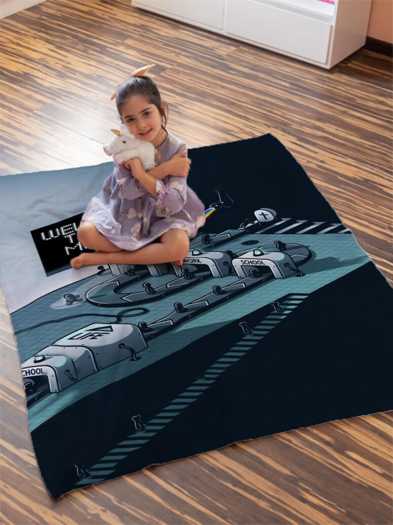 Welcome To The Machine Pink Floyd Velveteen Plush Blanket Welcome To The Machine Pink Floyd Velveteen Plush Blanket
