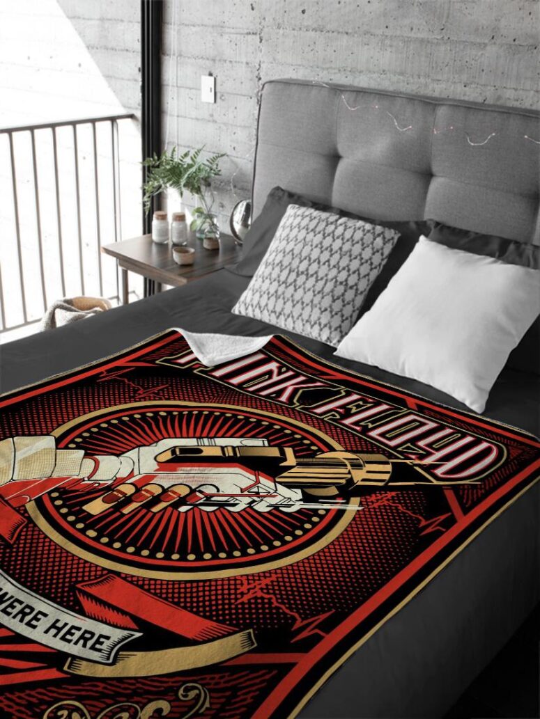 Wish You Were Here Black Pink Floyd Velveteen Plush Blanket