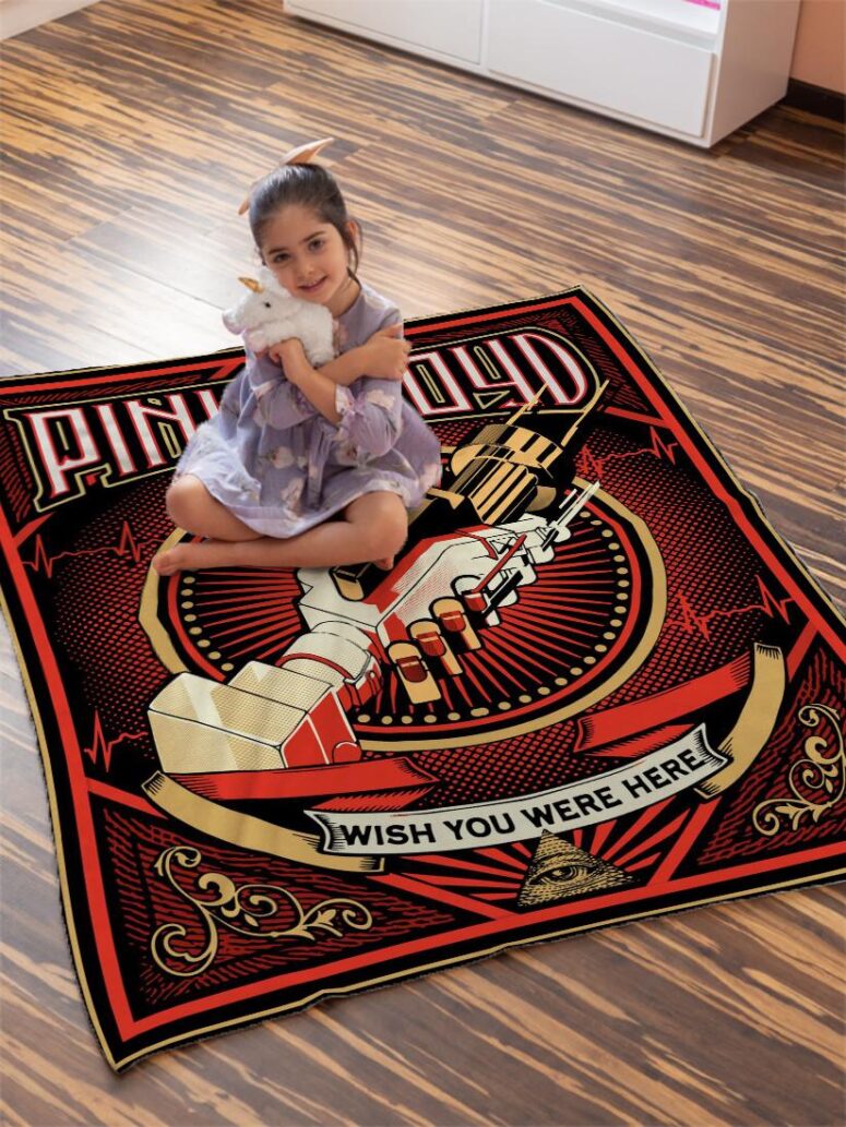 Wish You Were Here Black Pink Floyd Velveteen Plush Blanket