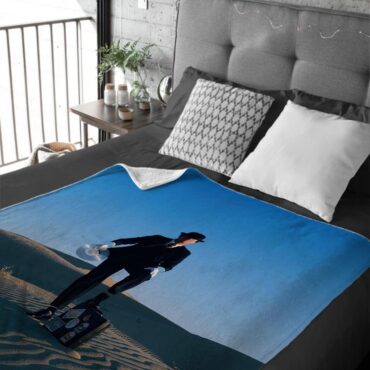 Wish You Were Here Desert Man in Bowler Pink Floyd Velveteen Plush Blanket