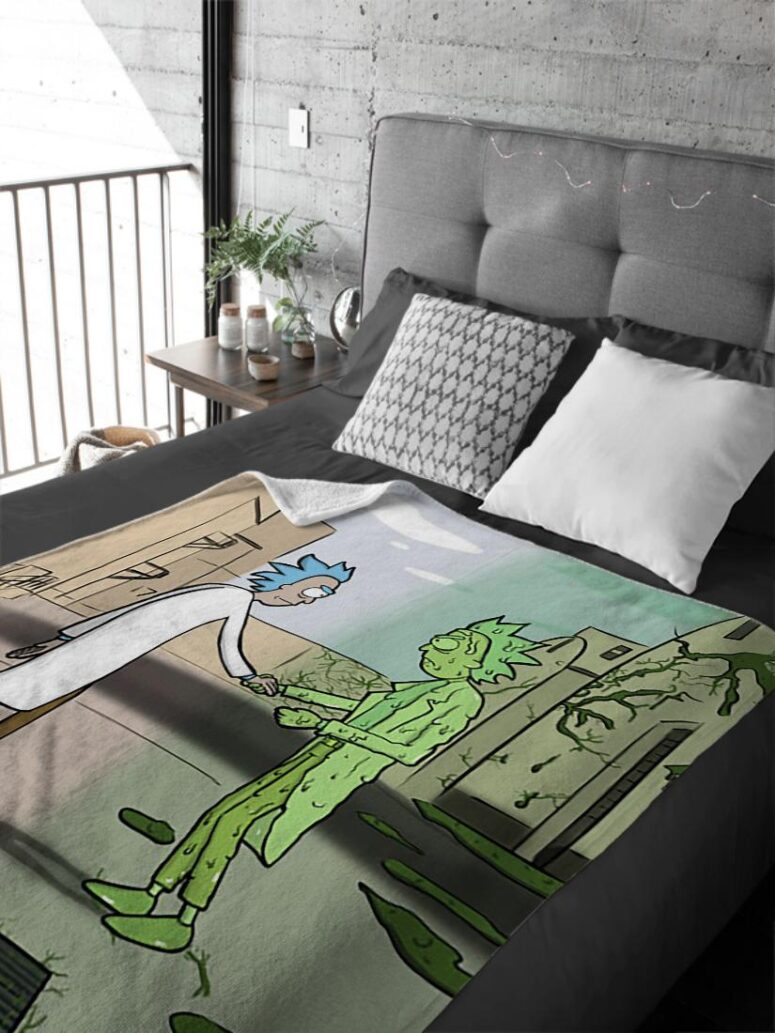 Wish You Were Here x Rick Sanchez Pink Floyd Velveteen Plush Blanket