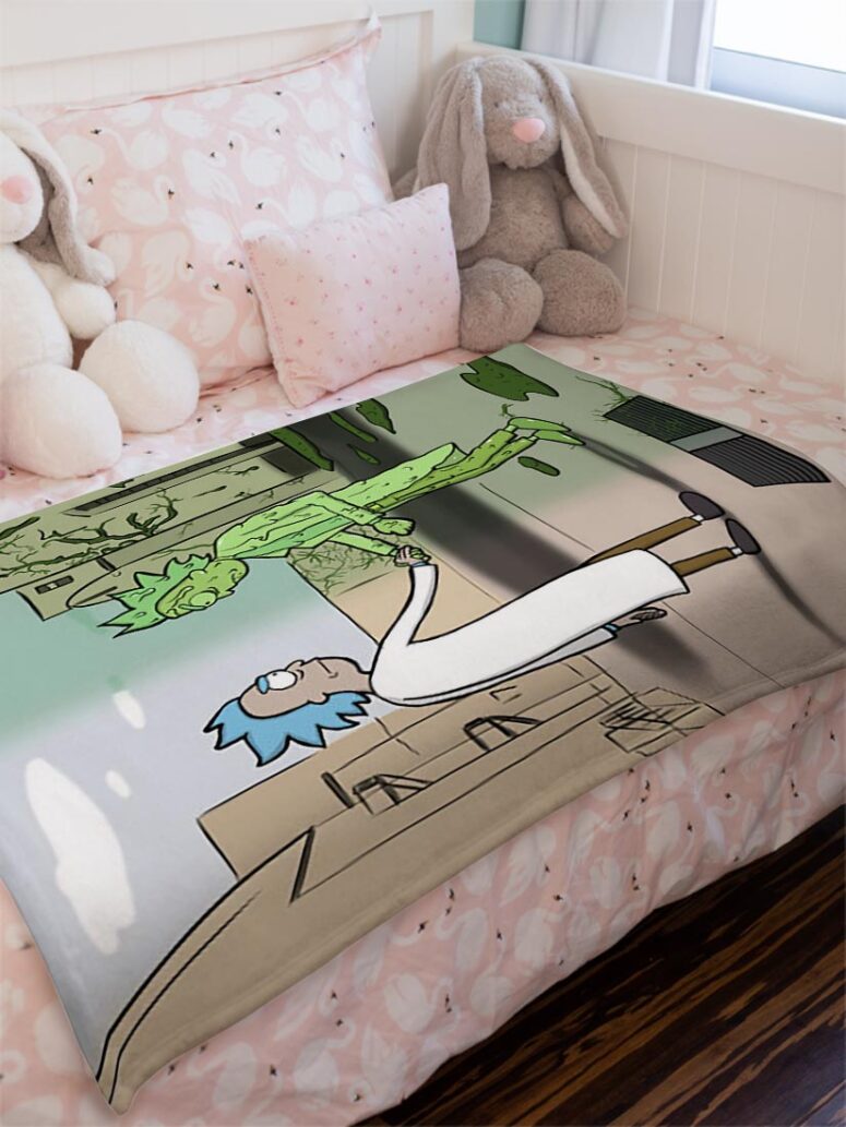 Wish You Were Here x Rick Sanchez Pink Floyd Velveteen Plush Blanket