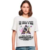 Mockup Tshirt White Woman Front Pink Floyd The Child Is Grown The Dream Is Gone And I Have Become Comfortably Numb - OtherBrick