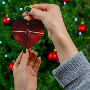 Dark Side Of The Moon Art Red Heart - Pink Floyd Ceramic Ornament