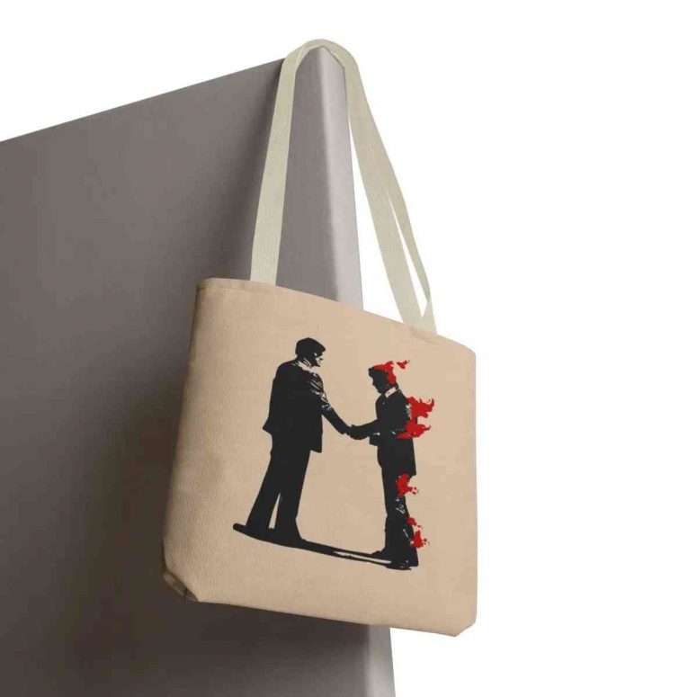 Pink Floyd Tote Bag - Wish You Were Here Handshake Silhouette Pink Floyd Tote Bag - Wish You Were Here Handshake Silhouette