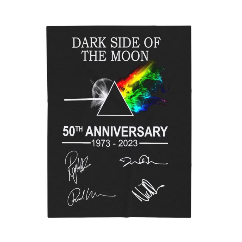 Dark Side Of The Moon 50th Anniversary 1973-2023 Signatures Pink Floyd Velveteen Plush Blanket