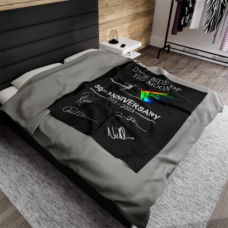 Dark Side Of The Moon 50th Anniversary 1973-2023 Signatures Pink Floyd Velveteen Plush Blanket