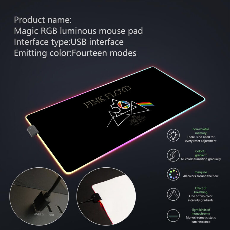 TDSoTM 50th Anniversary - Pink Floyd Magic RGB Luminous Mouse Pad Led TDSoTM 50th Anniversary - Pink Floyd Magic RGB Luminous Mouse Pad Led