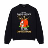 When I Do I Get Comfortably Numb Snoopy Version Pink Floyd Front Sweatshirt Black - OtherBrick