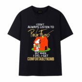 When I Do I Get Comfortably Numb Snoopy Version Pink Floyd Front Tshirt Black - OtherBrick