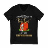 When I Do I Get Comfortably Numb Snoopy Version Pink Floyd Front Vneck Black - OtherBrick