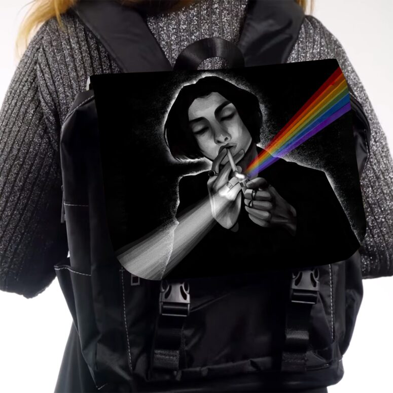 PF Any colour you like Smoking  Pink Floyd Black Shoulder Backpack