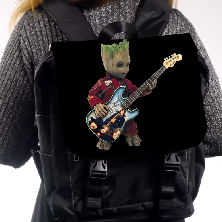 Baby Groot Plays The Pink Floyd Guitar Black Shoulder Backpack