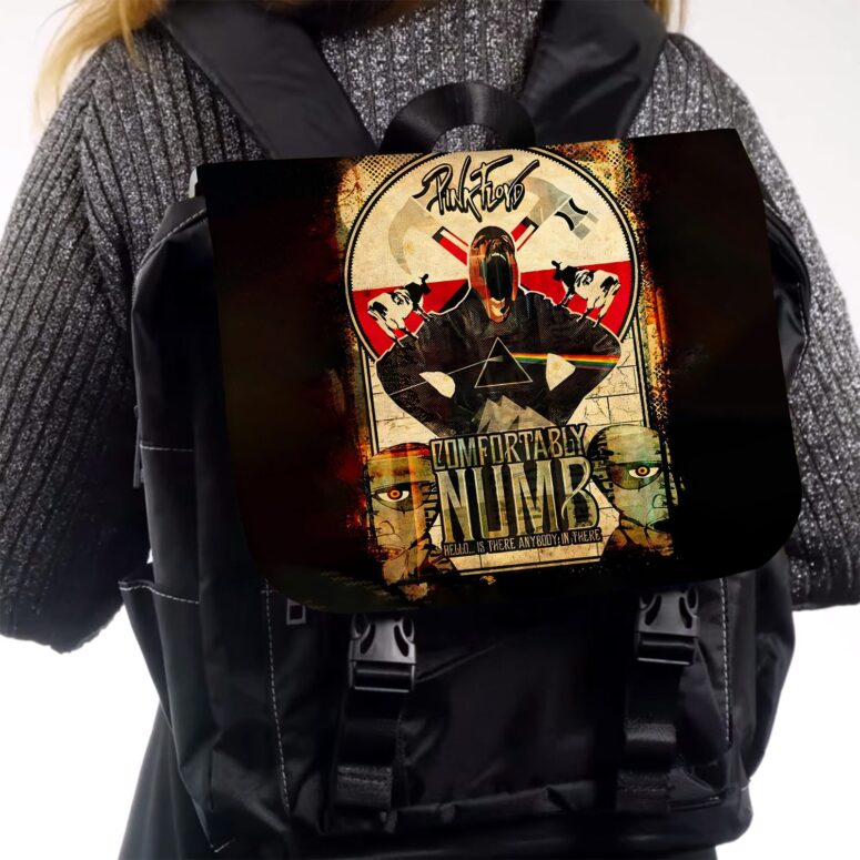 Comfortably Numb Hello Is there anybody in there Pink Floyd Black Shoulder Backpack Comfortably Numb Hello Is there anybody in there Pink Floyd Black Shoulder Backpack